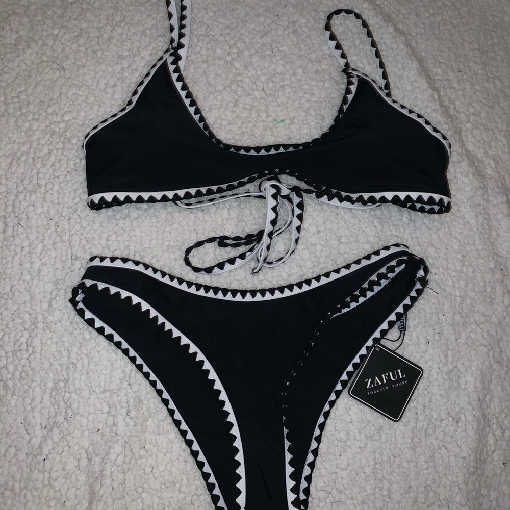 black and white bikini